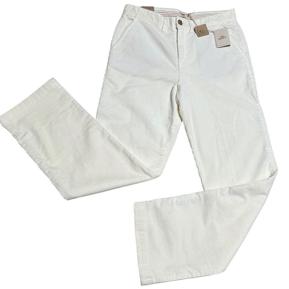 Faherty Endless Cord Pant Womens 29 Ivory NWT Organic Cotton Straight Leg Retro